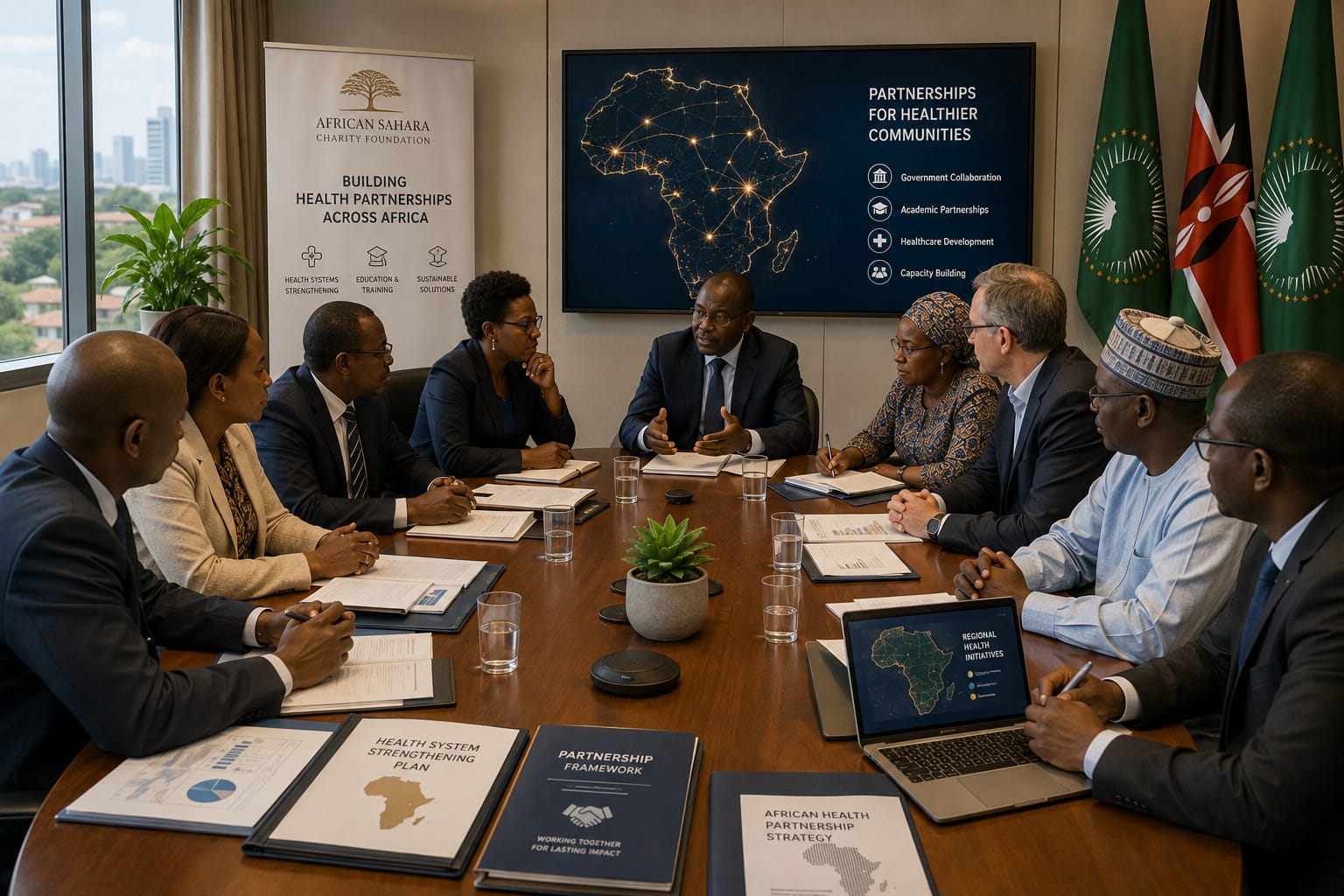 Conceptual illustration of dialogue between the Foundation and government representatives.