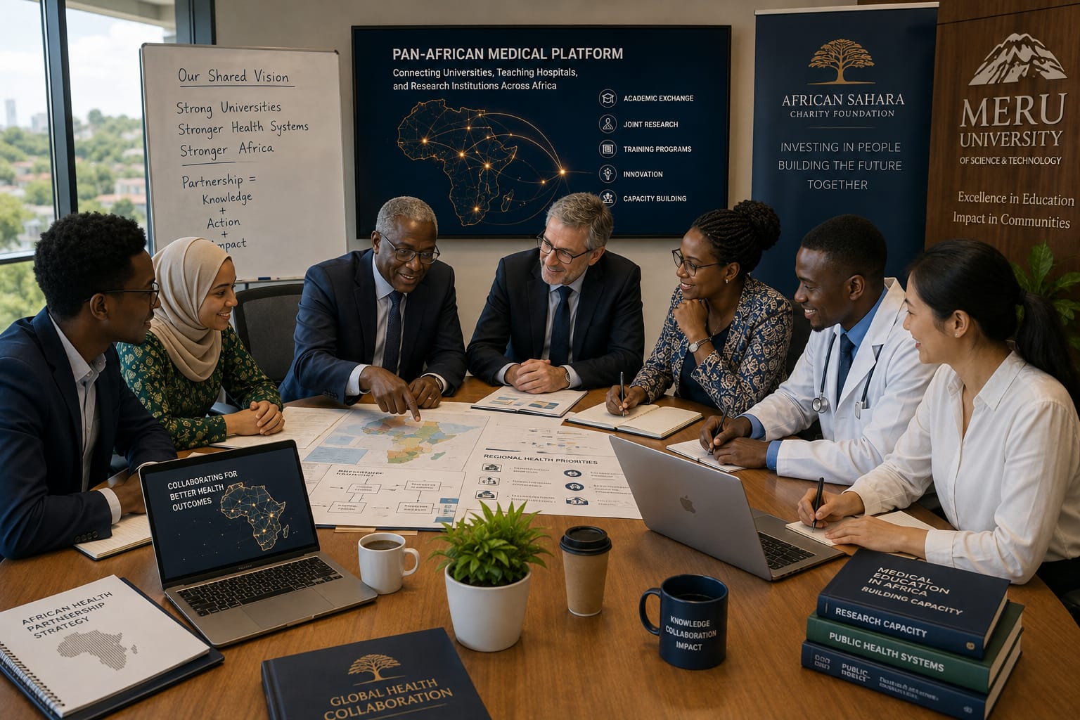 Conceptual illustration of collaboration with universities and academic institutions.